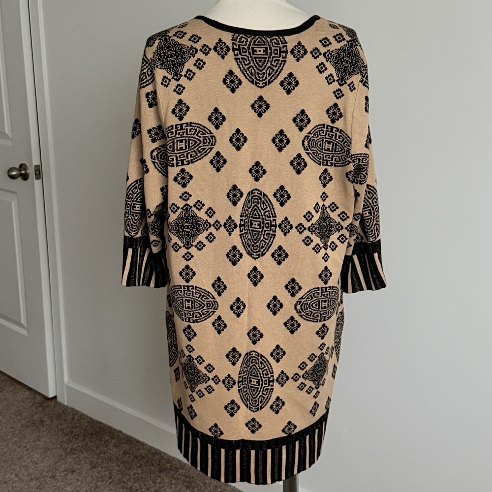 Chico's Cardigan Sweater L/12 Tan Brown Office Career Luxury Long Line Office - Picture 2 of 6